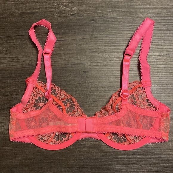 Victoria’s Secret VS For Love and Lemons Daisy Bra Hot Neon Pink ~ size S Small - Picture 2 of 12